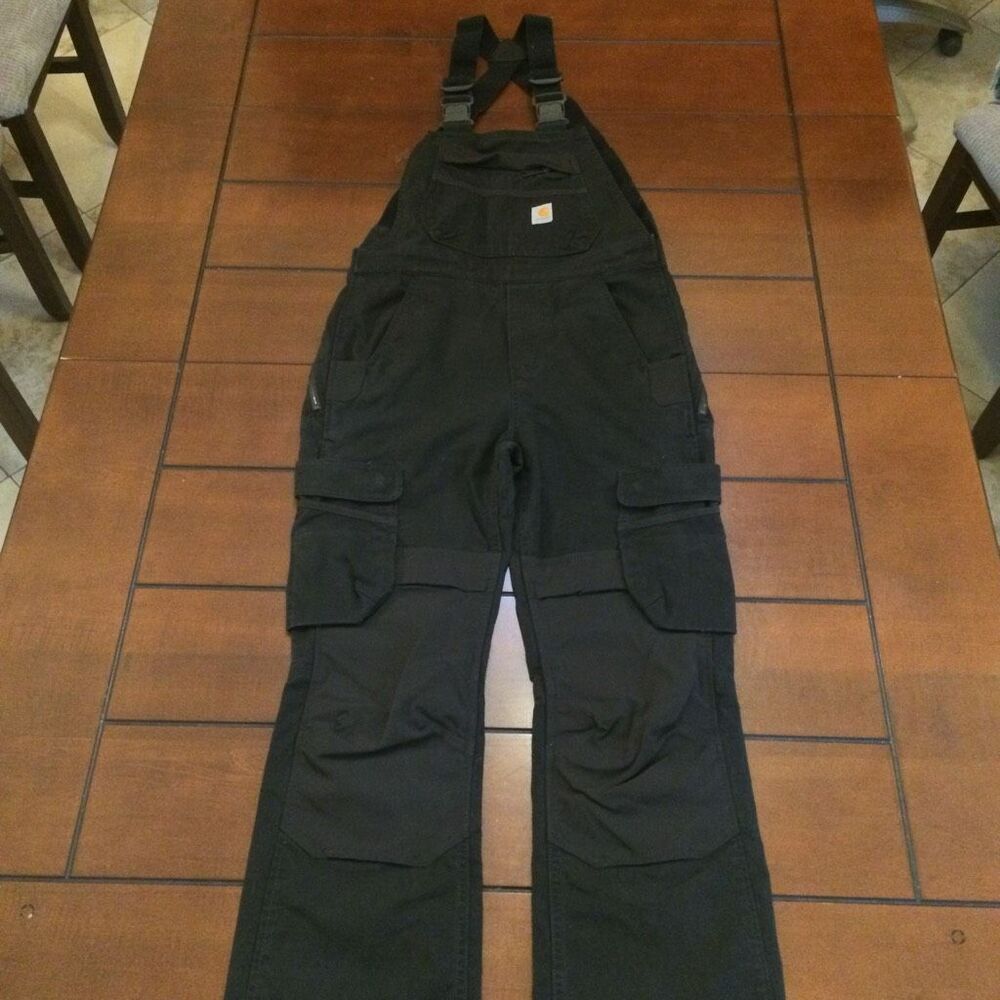Carhartt steel rugged flex double front cargo overalls black xs